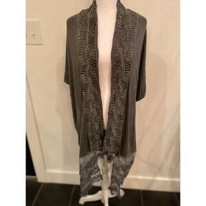 POL Gray Embroidered Kimono